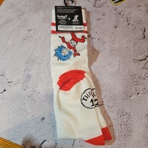 🌟3/$25🌟 Dr. Seuss White and Red Thing 1 Pair Socks
